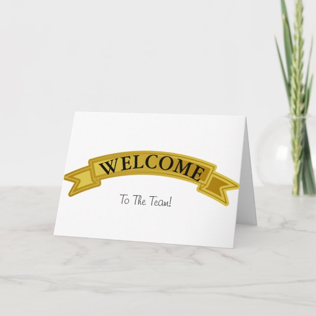 Tarjeta De Agradecimiento Cinta dorada con bienvenida de borde blanco negro (Anverso)