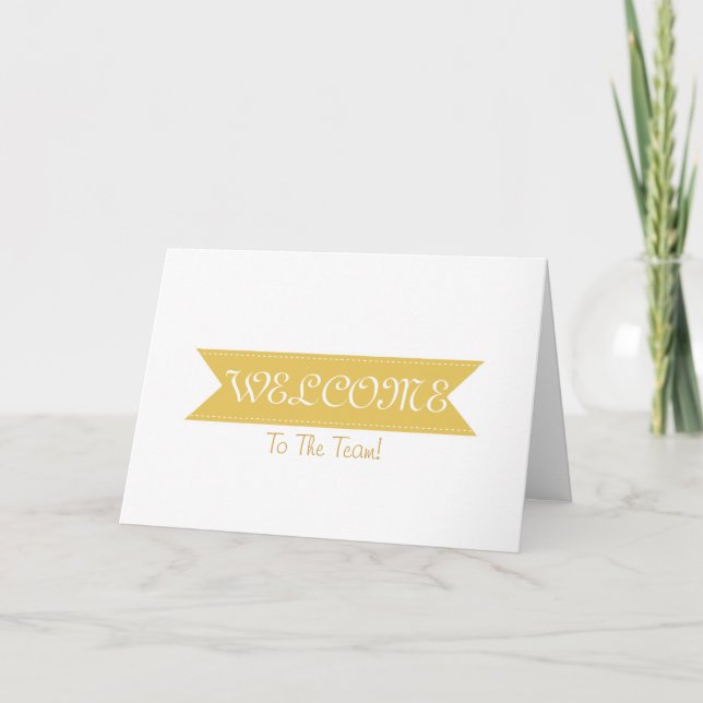 Tarjeta De Agradecimiento Cinta dorada con bienvenida de borde blanco negro (Anverso)