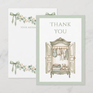 Tarjeta De Agradecimiento Cinta elegante verde salvia armario vintage