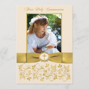Tarjeta De Agradecimiento CINTA IMPRESA Comunión Santa Foto de agradecimient