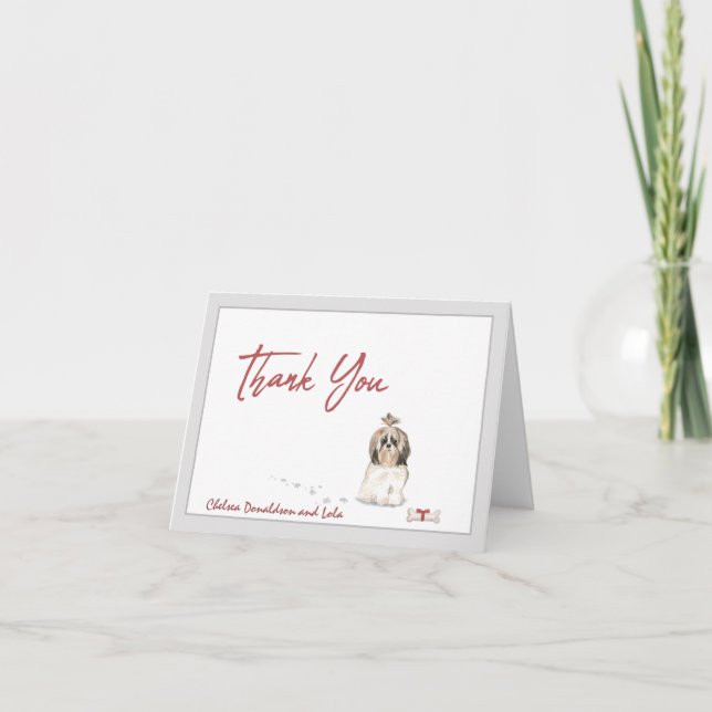 Tarjeta De Agradecimiento  Cinta ósea personalizada para perro shih tsu (Anverso)