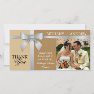 Tarjeta De Agradecimiento Cinta plateada y Boda de oro antiguo Gracias