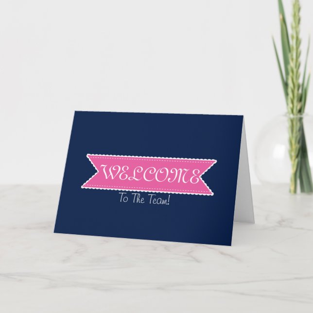 Tarjeta De Agradecimiento Cinta rosa con bienvenida BlueCute de borde blanco (Anverso)