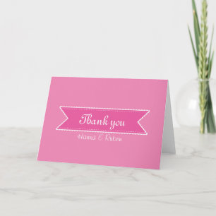 Tarjeta De Agradecimiento Cinta rosa con borde blanco Gracias