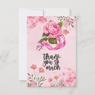 Tarjeta De Agradecimiento Cinta rosa Conciencia sobre el cáncer de mama con