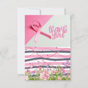 Tarjeta De Agradecimiento Cinta rosa Conciencia sobre el cáncer de mama con