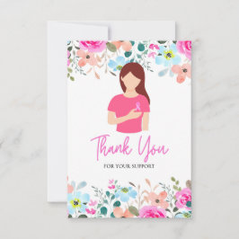 Tarjeta De Agradecimiento Cinta rosa Conciencia sobre el cáncer de mama con 