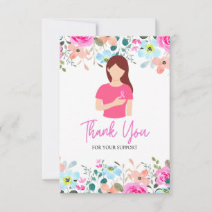 Tarjeta De Agradecimiento Cinta rosa Conciencia sobre el cáncer de mama con