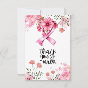 Tarjeta De Agradecimiento Cinta rosa Conciencia sobre el cáncer de mama con