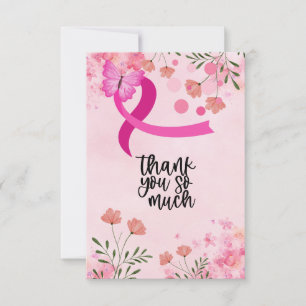 Tarjeta De Agradecimiento Cinta rosa Conciencia sobre el cáncer de mama con