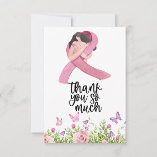 Tarjeta De Agradecimiento Cinta rosa Conciencia sobre el cáncer de mama con