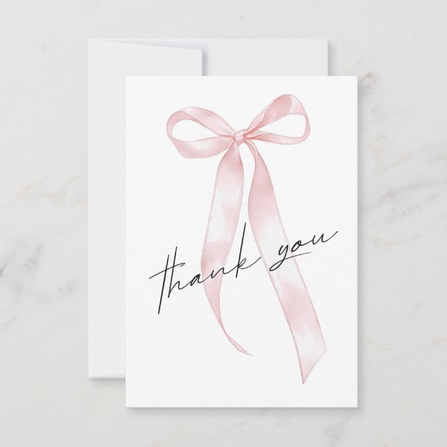 Tarjeta De Agradecimiento cinta rosa gracias (Anverso)
