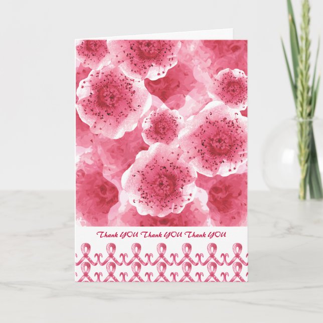 Tarjeta De Agradecimiento Cinta rosa Gracias (Anverso)