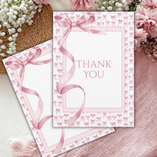 Tarjeta De Agradecimiento Cinta satinada rosada Elegante Bebé Chica Ducha