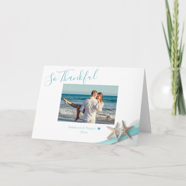 Tarjeta De Agradecimiento Cinta Starfish y encaje agradecidos con foto (Anverso)
