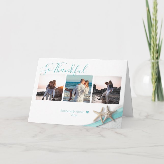 Tarjeta De Agradecimiento Cinta Starfish y encaje agradecidos con la foto (Anverso)