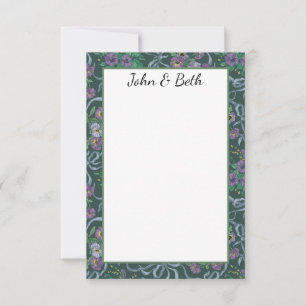 Tarjeta De Agradecimiento Cintas azules púrpuras victorianas vintage