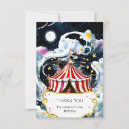 Tarjeta De Agradecimiento Circo de Acuarela Encantada de Cumpleaños