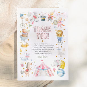 Tarjeta De Agradecimiento Circo de Animales Carnaval Foto Fiesta de Cumpleañ