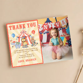 Tarjeta De Agradecimiento Circo de Carnaval y Animales Foto de cumpleaños