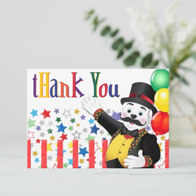 Tarjeta De Agradecimiento Circo de Cumpleaños de Oso Polar (Anverso de pie)