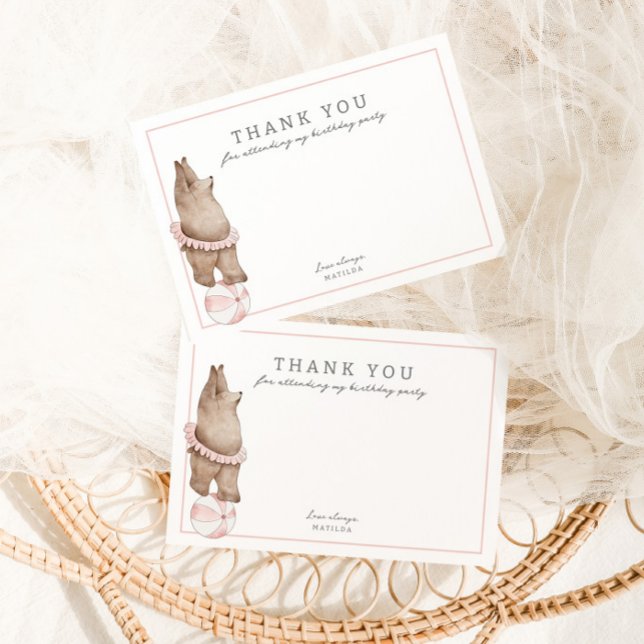 Tarjeta De Agradecimiento Circo de osos modernos para niños | Fiesta de cump (Subido por el creador)