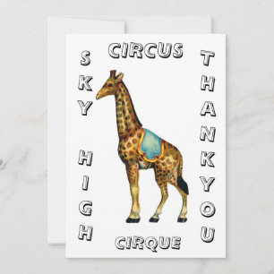 Tarjeta De Agradecimiento Circo vintage interpretando jirafa