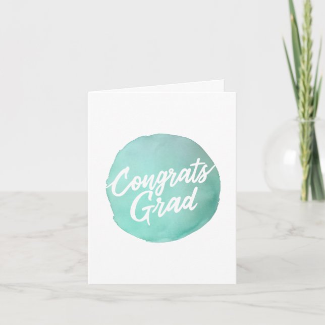 Tarjeta De Agradecimiento Círculo acuarela simple Congrats Grado script (Anverso)