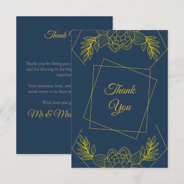Tarjeta De Agradecimiento Círculo de Boda Elegancia Dorada (Anverso / Reverso)