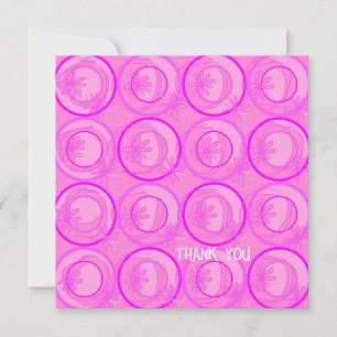 Tarjeta De Agradecimiento Círculos de acento flores de fondo rosa