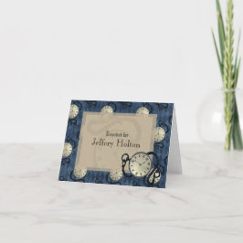 Tarjeta De Agradecimiento Círculos góticos de color azul Steampunk