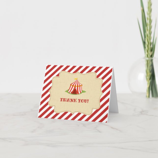 Tarjeta De Agradecimiento Circus Gracias Card Rustic (Anverso)