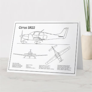 Tarjeta De Agradecimiento Cirrus SR22 - Planes de dibujo del plano aéreo BD