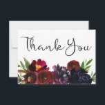 Tarjeta De Agradecimiento Ciruela Borgoña Naval Floral<br><div class="desc">Envía gracias a tus invitados con estas tarjetas de agradecimiento de boda florales borgoña,  navales y ciruela.</div>