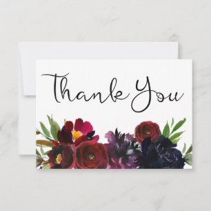 Tarjeta De Agradecimiento Ciruela Borgoña Naval Floral