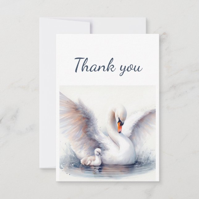 Tarjeta De Agradecimiento Cisne acuático Cisne de aves Naturaleza salvaje An (Anverso)