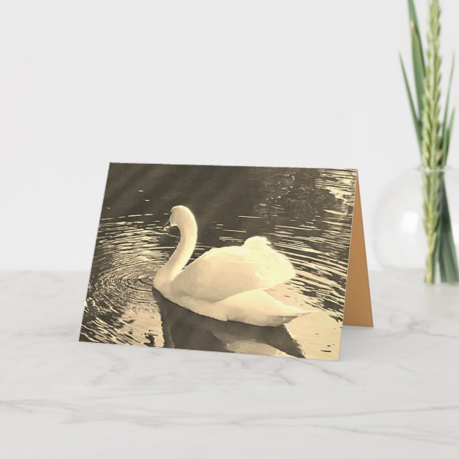 Tarjeta De Agradecimiento Cisne en Sepia (Anverso)