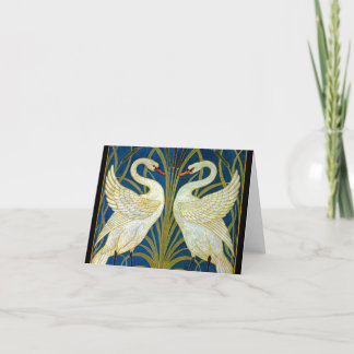 Tarjeta De Agradecimiento Cisnes Art Deco