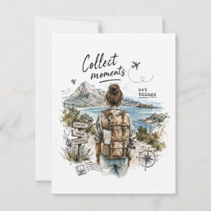 Tarjeta De Agradecimiento Cita de viaje: Colecciona Momentos No Cosas