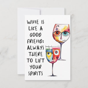 Tarjeta De Agradecimiento Cita divertida de Wine para un amigo