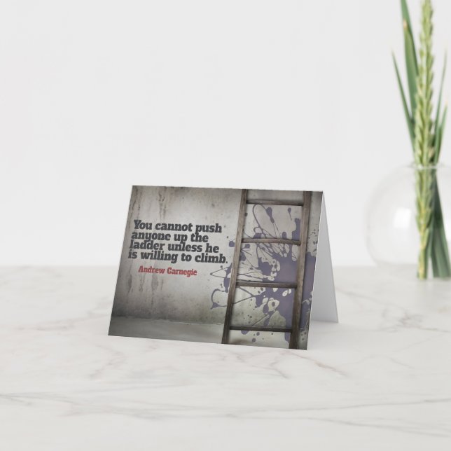 Tarjeta De Agradecimiento Cita Inspiradora de Andrew Carnegie "Push up" (Anverso)