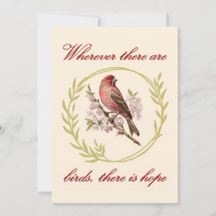 Tarjeta De Agradecimiento Cita Inspiradora de Aves, Corona Floral de Aves