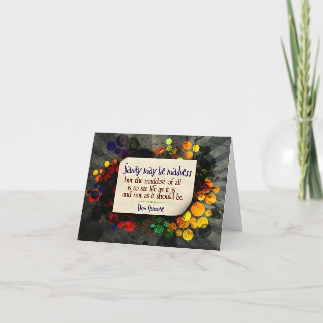 Tarjeta De Agradecimiento Cita Inspiradora de Don Quijote "Locura" (Anverso)