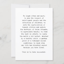 Tarjeta De Agradecimiento Cita inspiradora de Emerson sobre el éxito