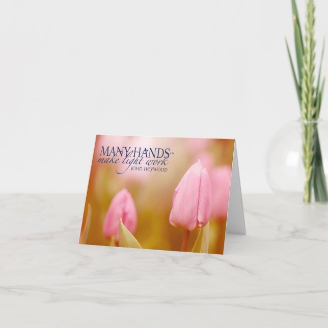 Tarjeta De Agradecimiento Cita Inspiradora de John Heywood "Trabajo en equip (Anverso)