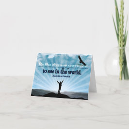 Tarjeta De Agradecimiento Cita Inspiradora de Mahatma Gandhi "Sé el cambio"
