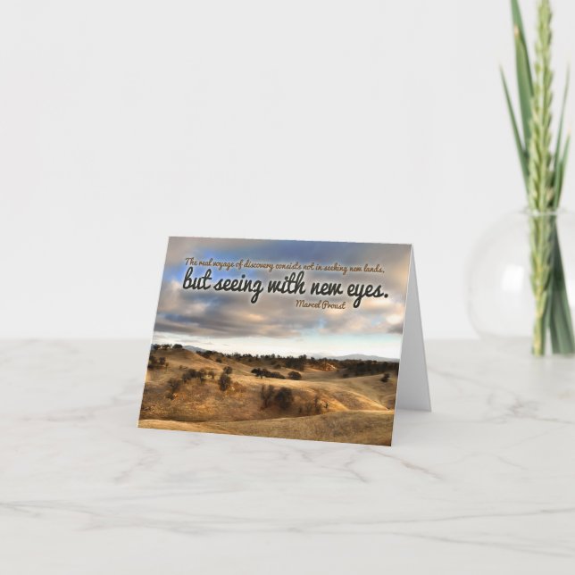 Tarjeta De Agradecimiento Cita Inspiradora de Marcel Proust "Nuevos ojos" (Anverso)