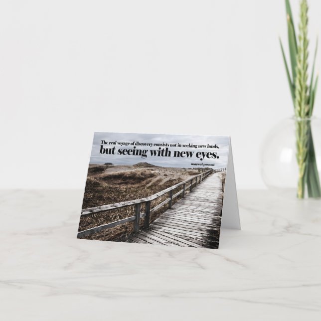 Tarjeta De Agradecimiento Cita Inspiradora de Marcel Proust "Nuevos ojos" (Anverso)