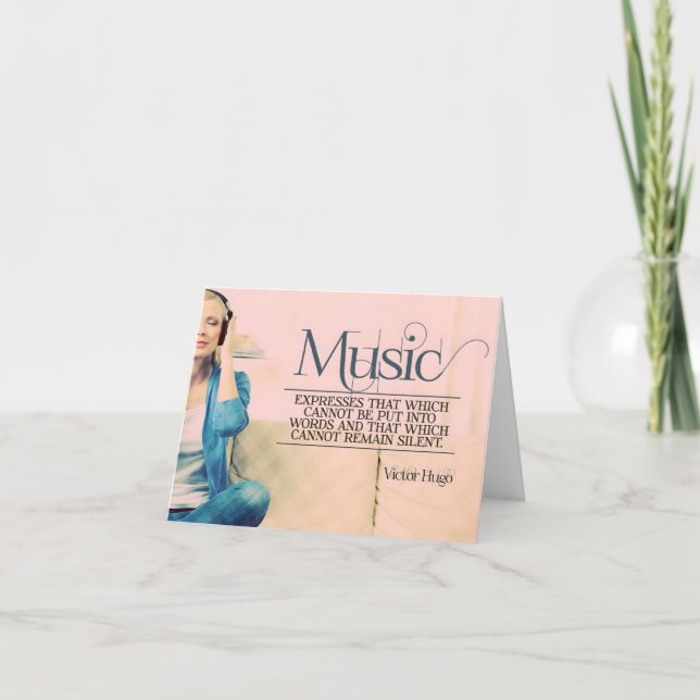 Tarjeta De Agradecimiento Cita Inspiradora de Victor Hugo "Música" (Anverso)