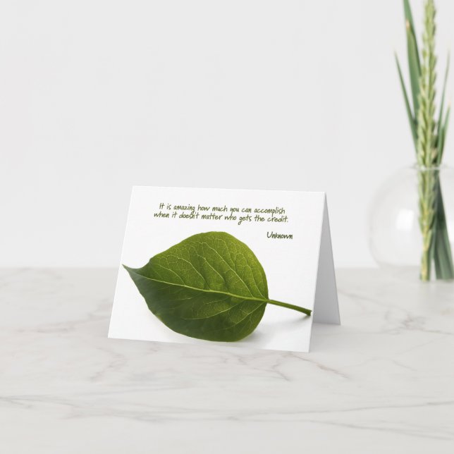 Tarjeta De Agradecimiento Cita Inspiradora "Increíble trabajo en equipo" (Anverso)